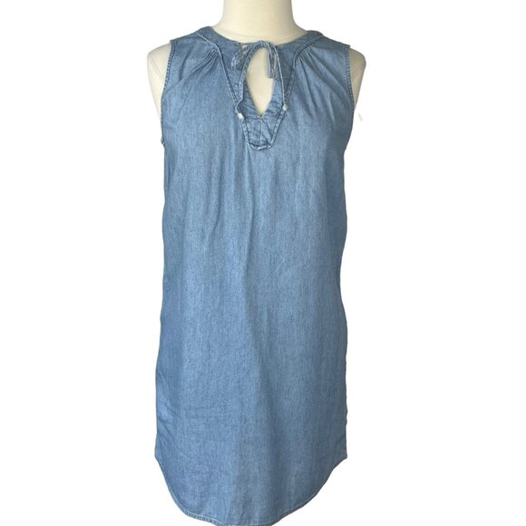 Old Navy Denim Chambray Shift Dress Womens Small Blue Sleeveless - Picture 1 of 10